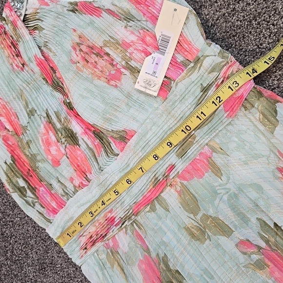 NWT Eliza J Floral Maxi Dress Embellished Neck  Sz 6 - Picture 3 of 15